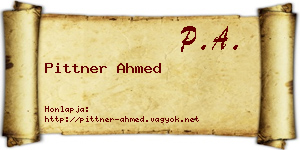 Pittner Ahmed névjegykártya
